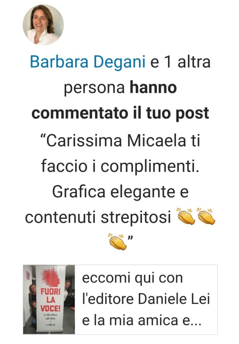 Commento LinkedIn di Barbara Degani